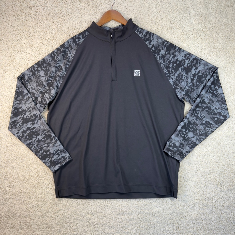 FootJoy Golf Quarter Zip Pullover Men's XL Black Gray Camo Sleeves Performance